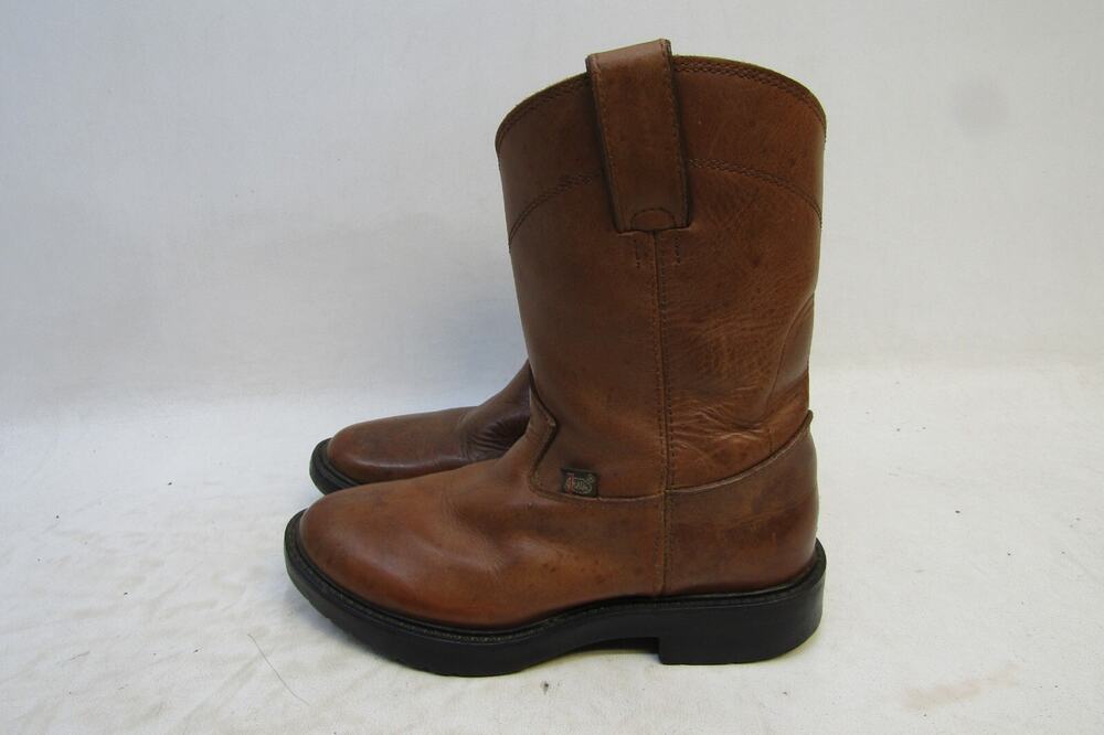 Justin Little Kids Youth Size 12.5 D Brown Leather Cowboy Western Roper Boots